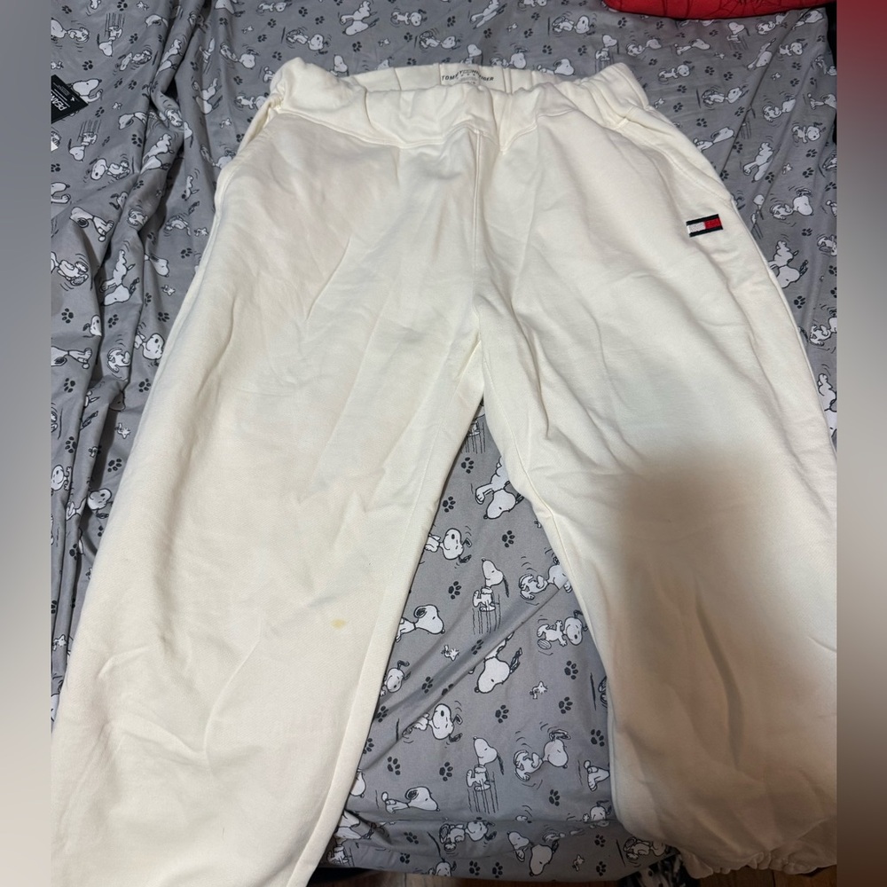 Tommy Hilfiger Cream Track Pants with Flag Logo